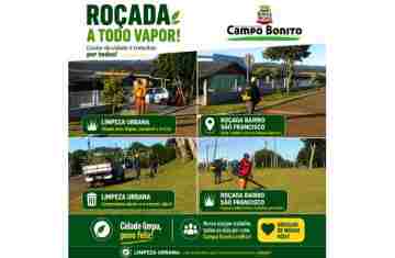 Campo Bonito - Departamento de Urbanismo intensifica os trabalhos de roçada e limpeza urbana